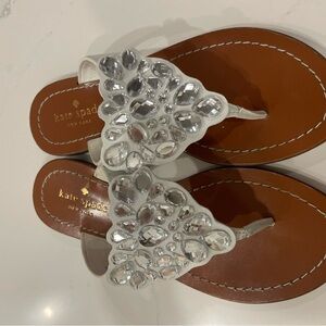 Kate Spade White Sandals with Crystal Accents